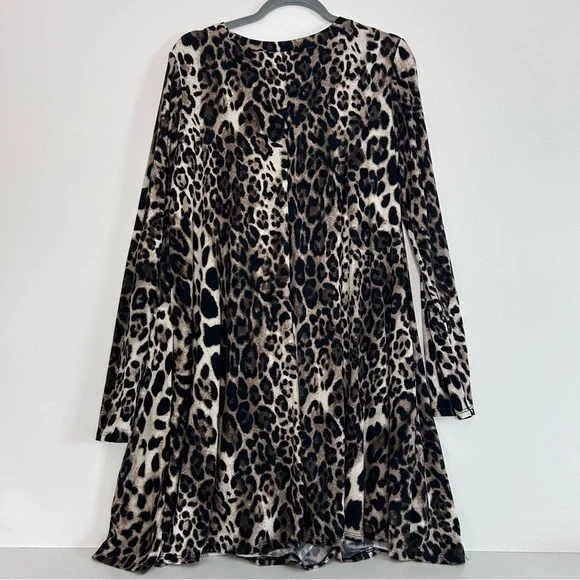 Sunday Morning Leopard Print Dress 1X – Long Sleeve, Like New! - Picture 2 of 6